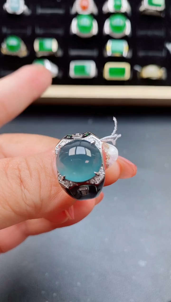【闪购商品】翡翠戒指银S925镶嵌12121