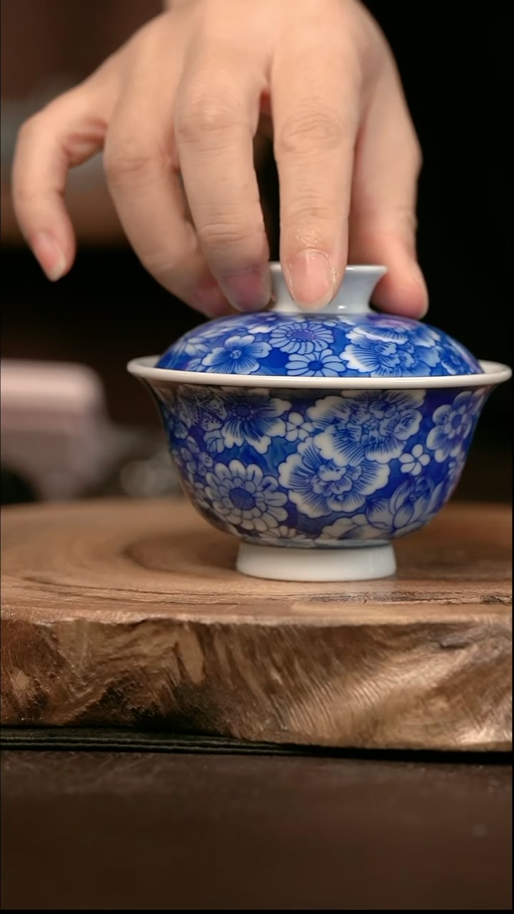 手绘 高温现代瓷  柴窑  万花小元宝100C 