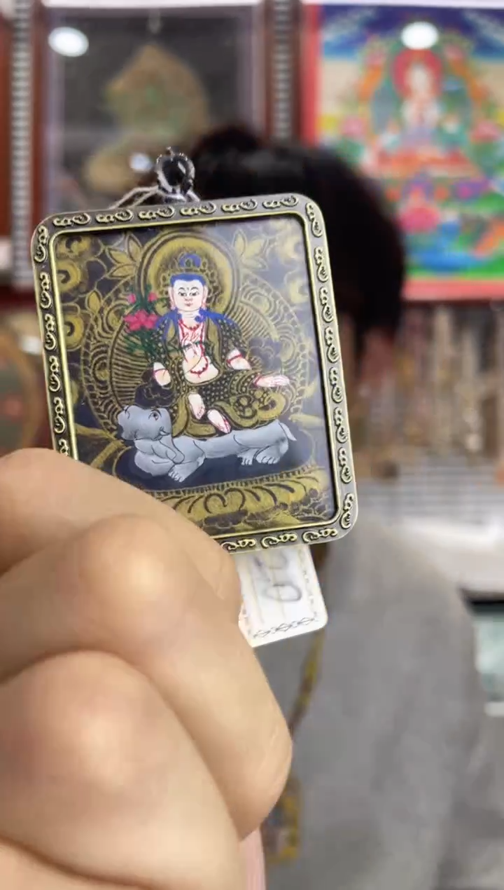 吊坠普贤 纯手绘唐卡（非质量问题 不退不换）