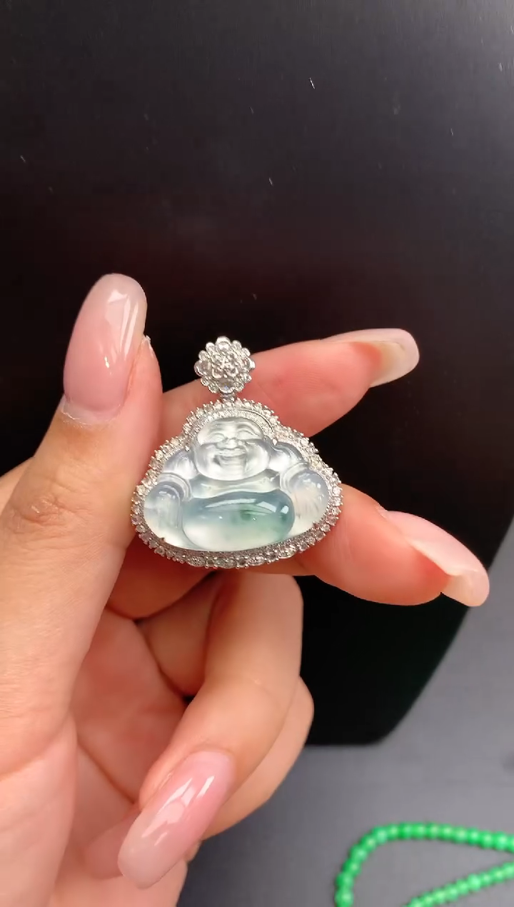 【闪购商品】翡翠颈饰18K金镶嵌佛公1245