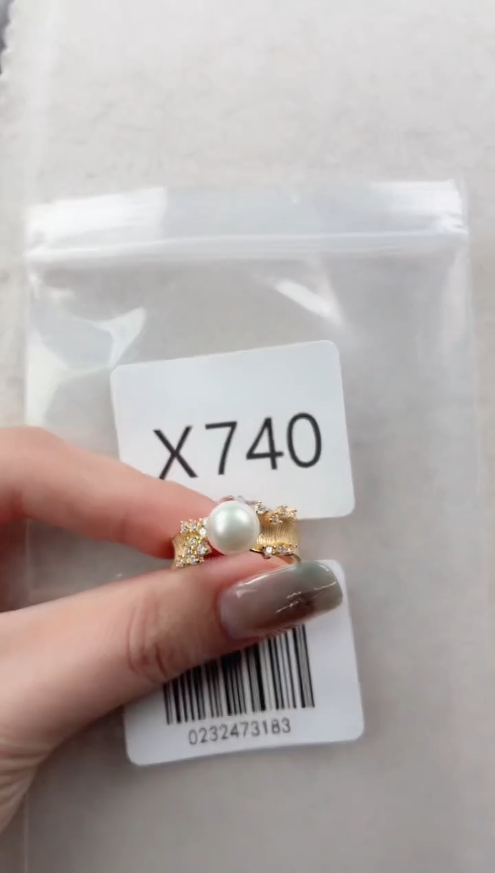 银S925镶嵌戒指海水珍珠X740