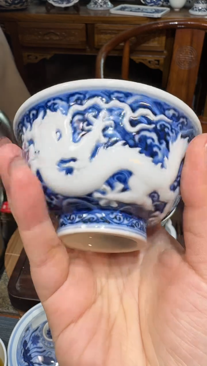 【闪购商品】杯愚拙造物堆雕双龙压手杯