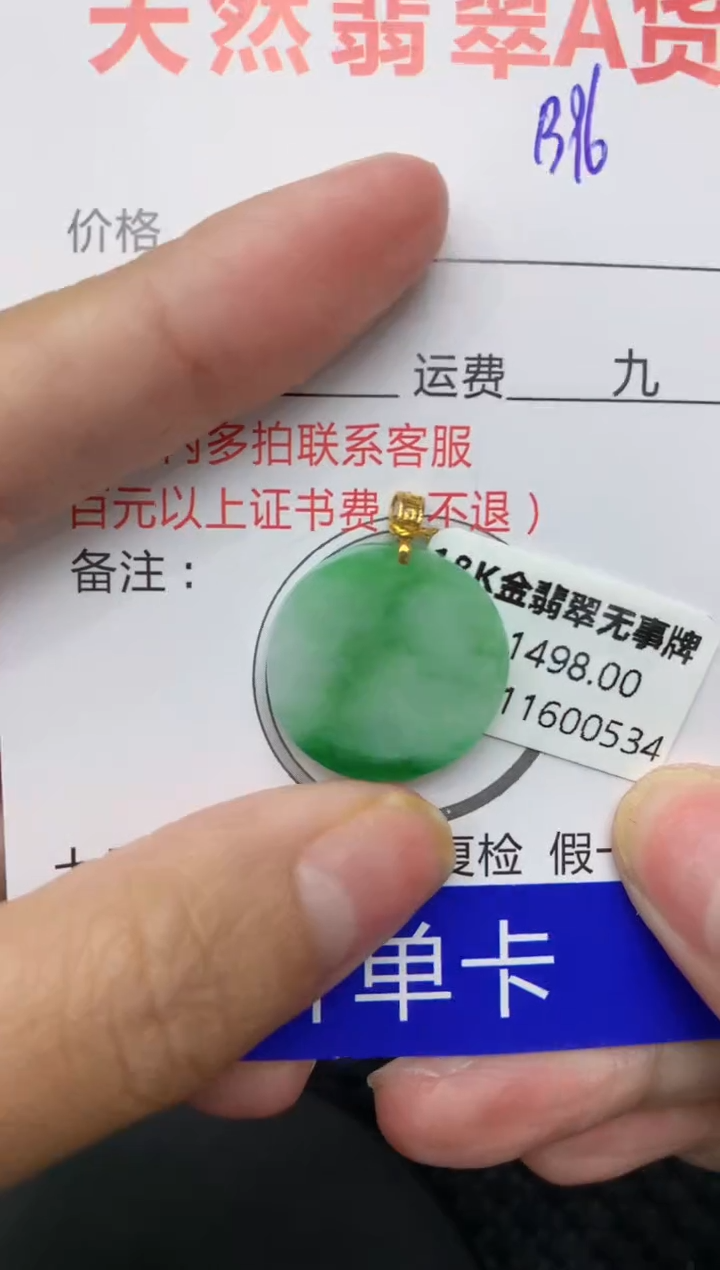 【闪购商品】翡翠颈饰18K金镶嵌111111111