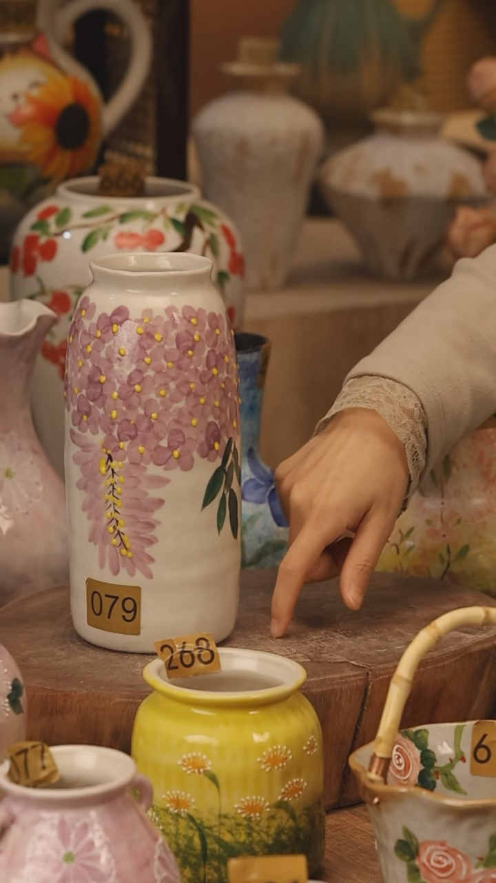 陶瓷景德镇设计师手作花器摆件侘寂风@M079@