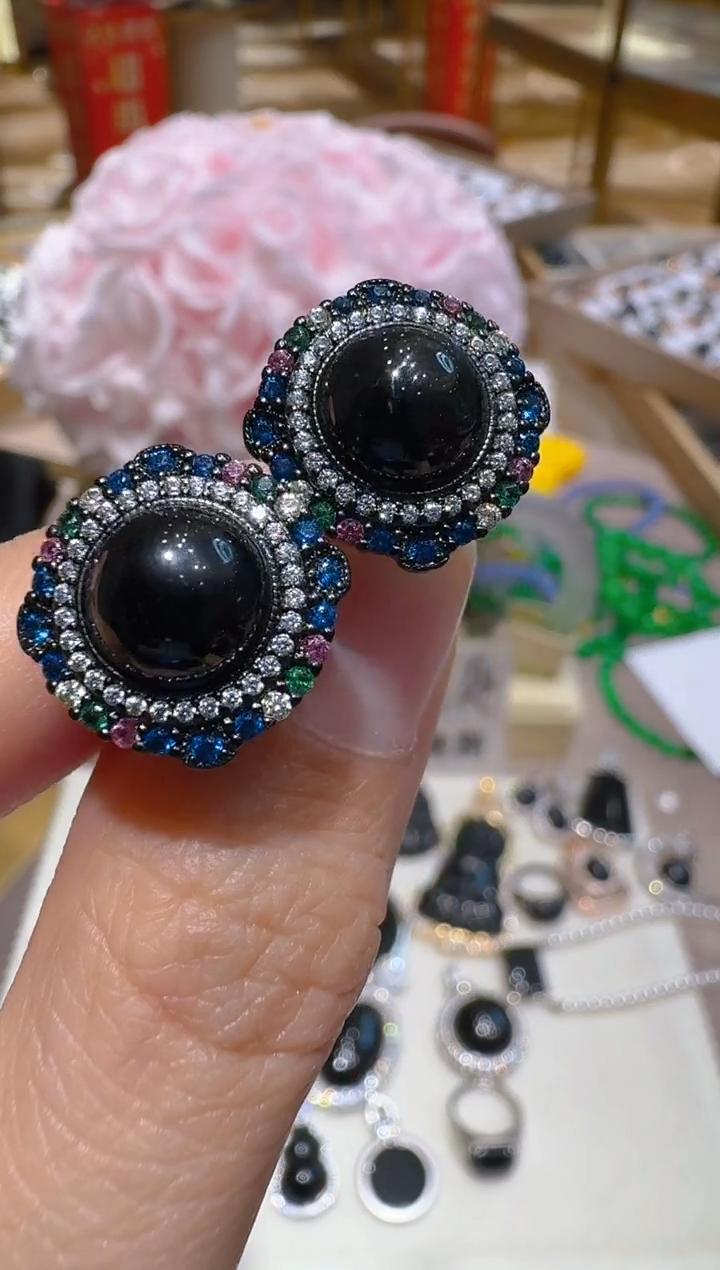 银S925镶嵌翡翠耳饰多样性团购发一件