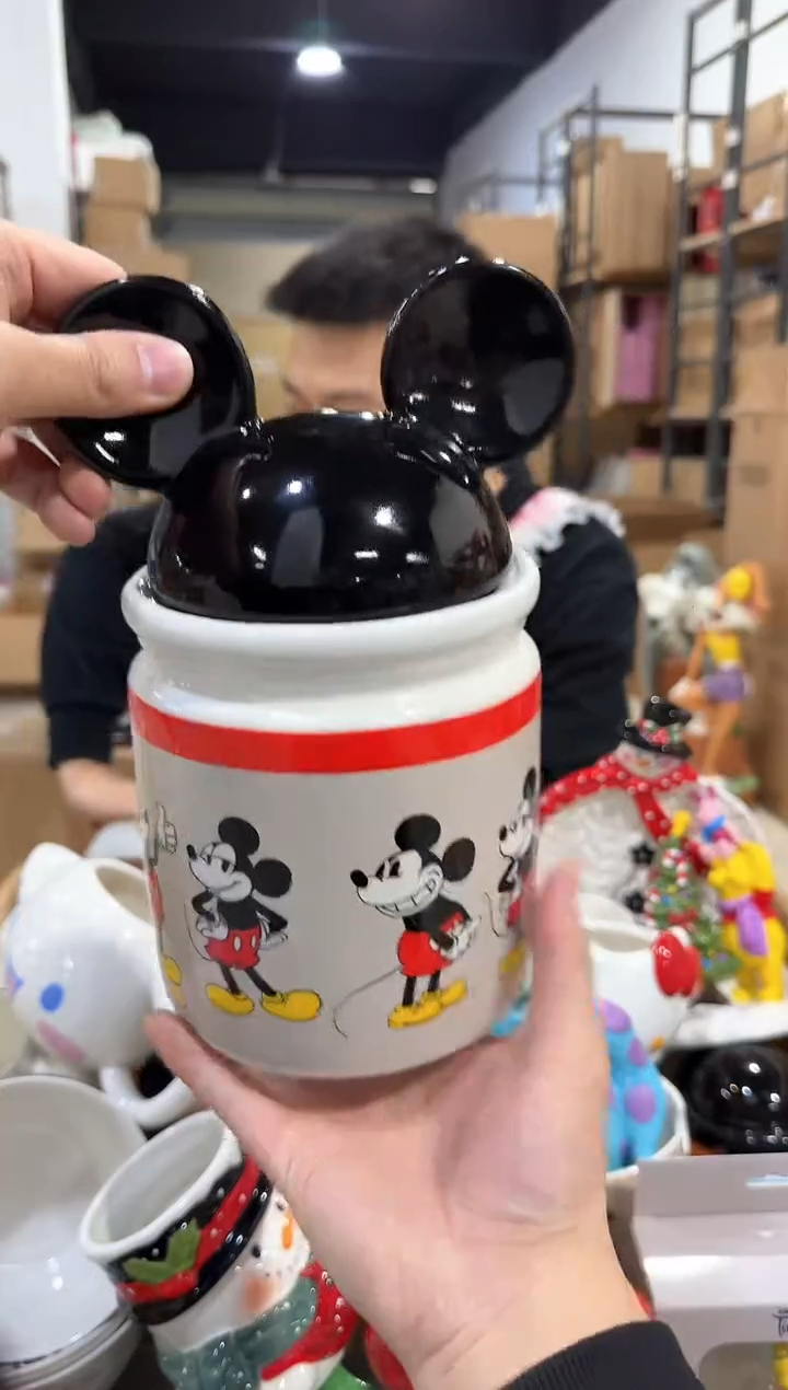 瓷片原盒米奇双耳罐