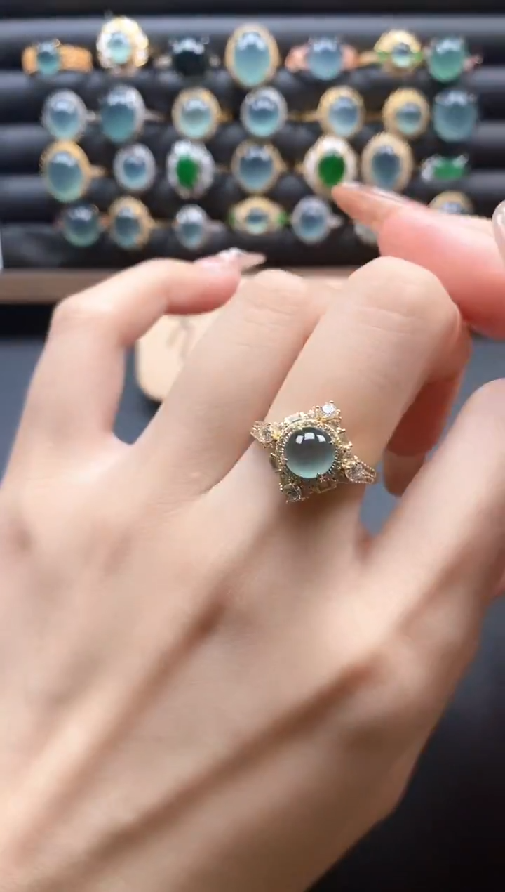 银S925镶嵌戒指翡翠51511