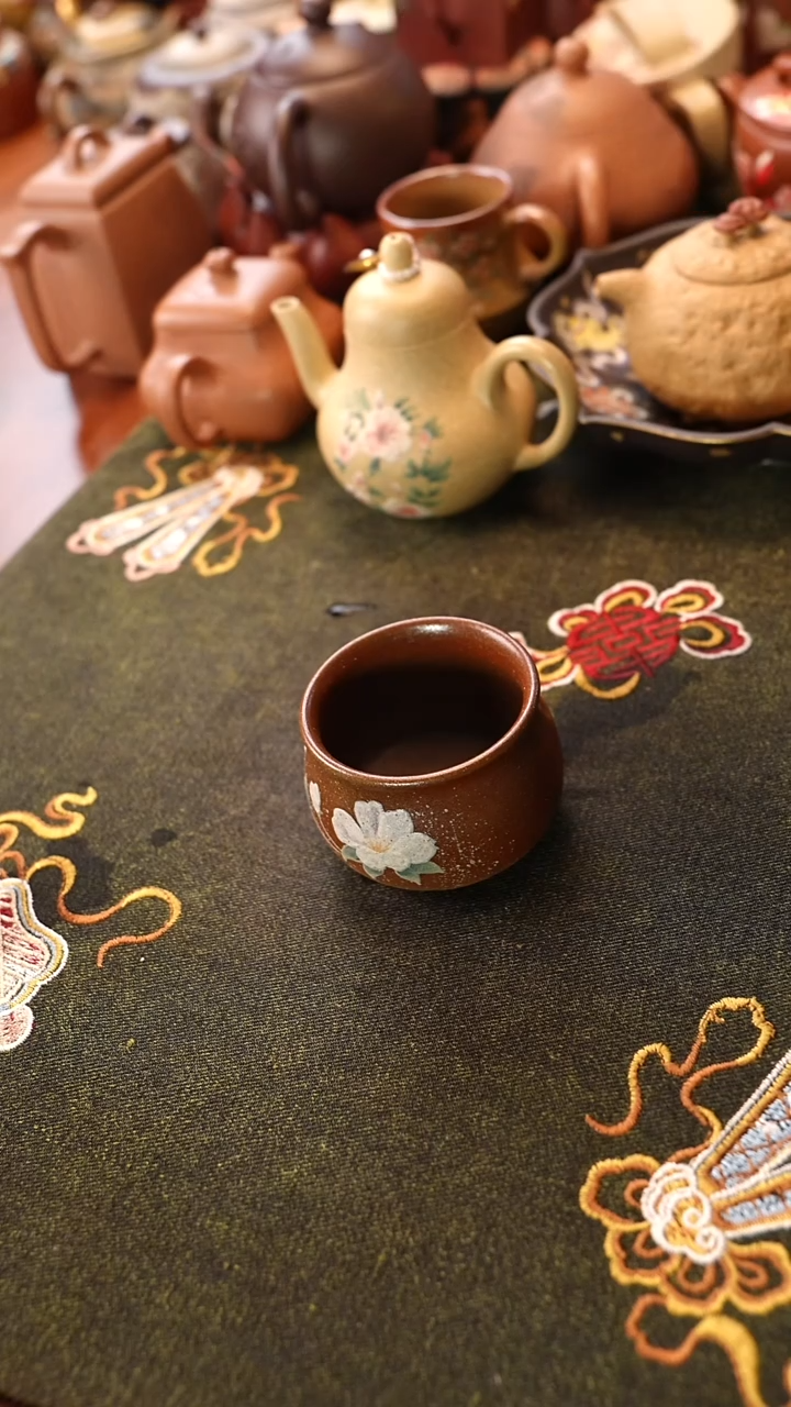 茶壶紫砂柴烧小百花杯子