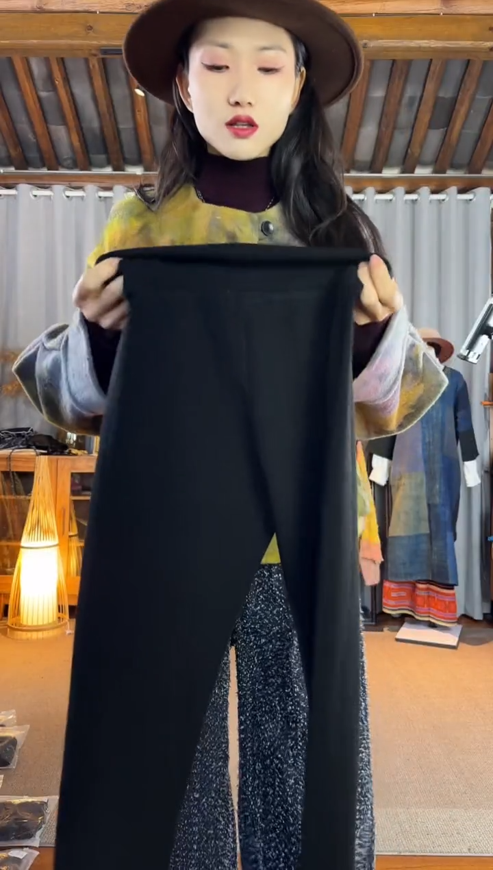 设计师款黑色打底裤