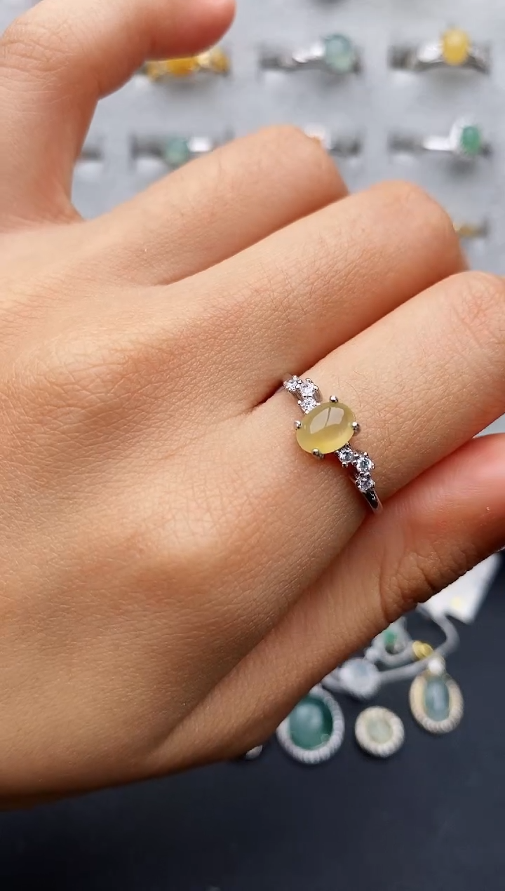 【闪购商品】翡翠戒指银S925镶嵌缅甸翡翠