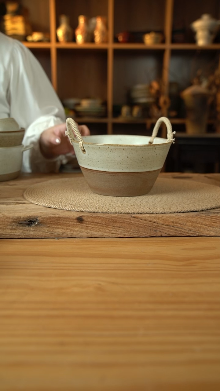 奶奶系列的7.5英寸拼色麻绳桶1个