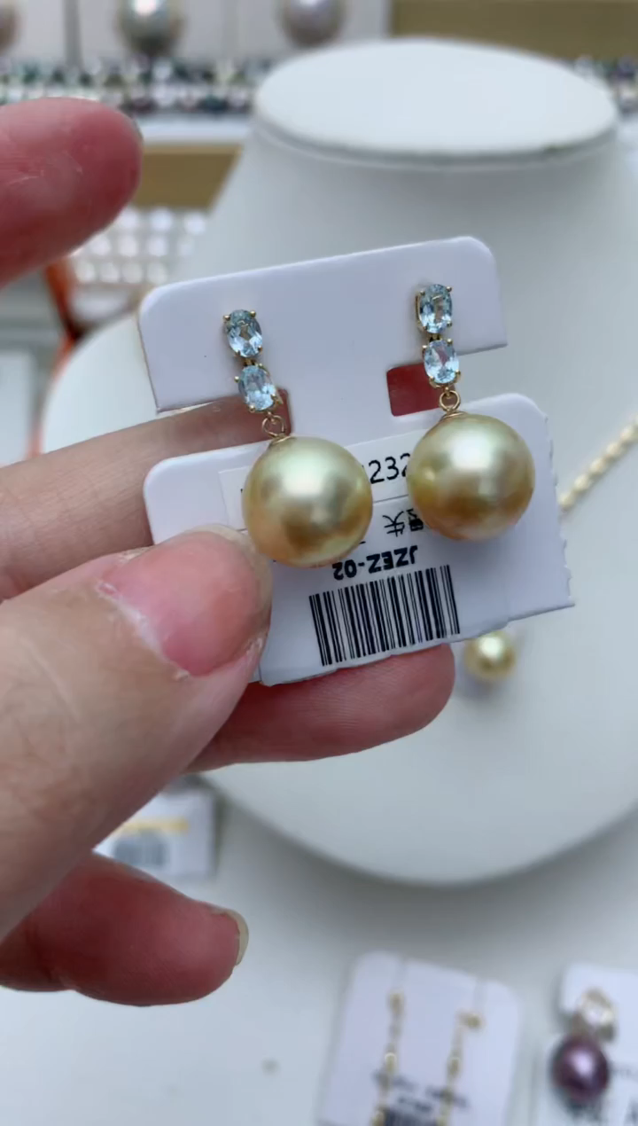 【闪购商品】海水珍珠耳饰18K金镶嵌q75 
