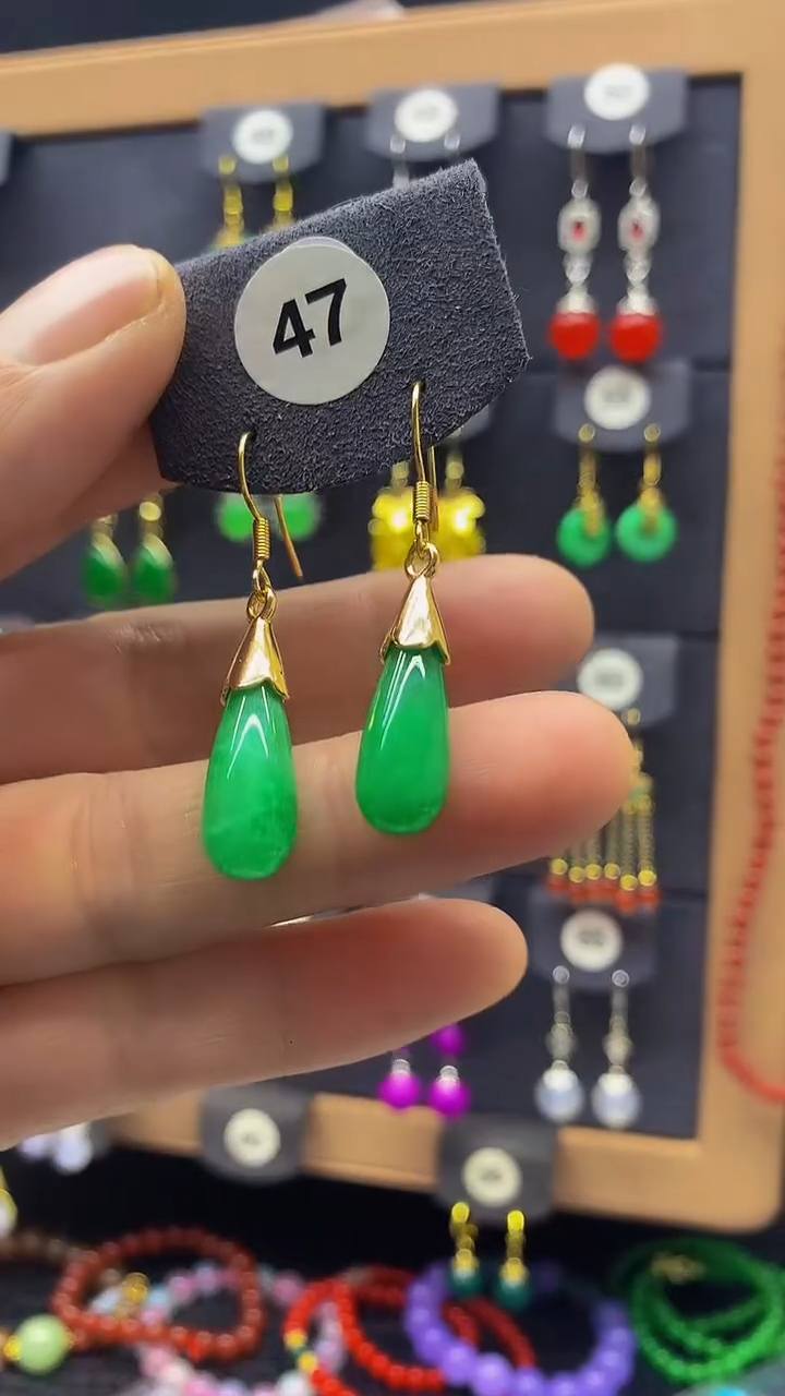 【闪购商品】玛瑙/玉髓耳坠银S925镀金镶嵌047