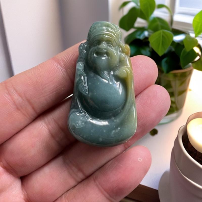纯天然A货翡翠《小财神》挂件