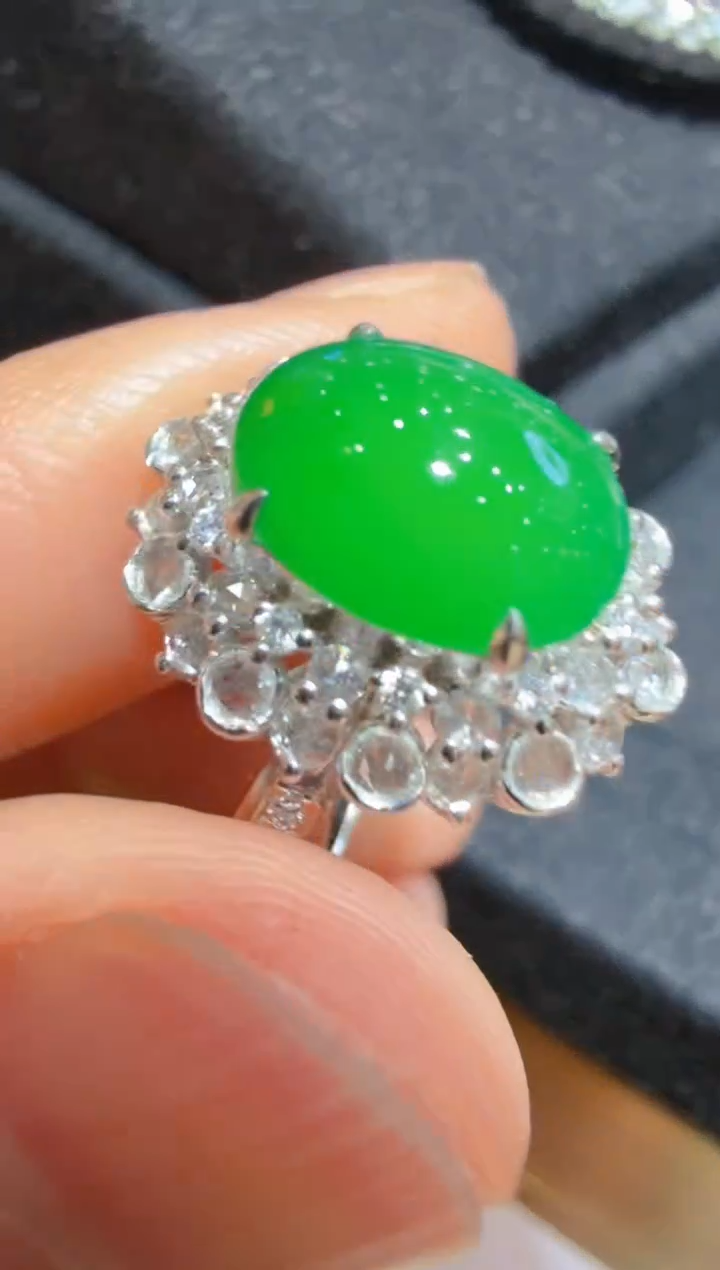 18K金镶嵌戒指翡翠多样性团购发一件