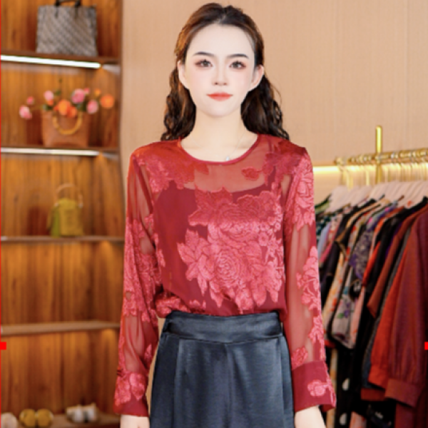 8330-15（烧花）新款女士长袖小衫