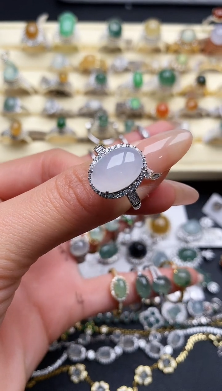 【闪购商品】翡翠戒指银S925镶嵌3333333+4