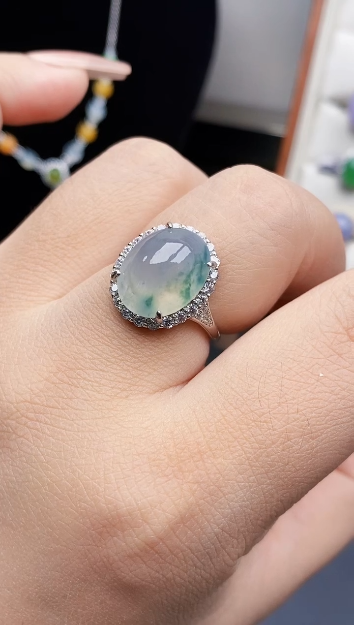 银S925镶嵌戒指翡翠2086