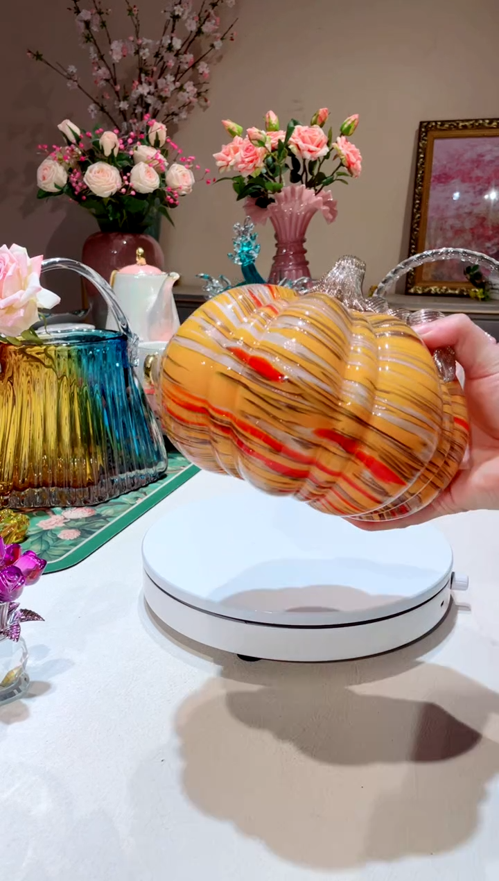 【闪购商品】琉璃手工艺品   金条纹大南瓜微瑕