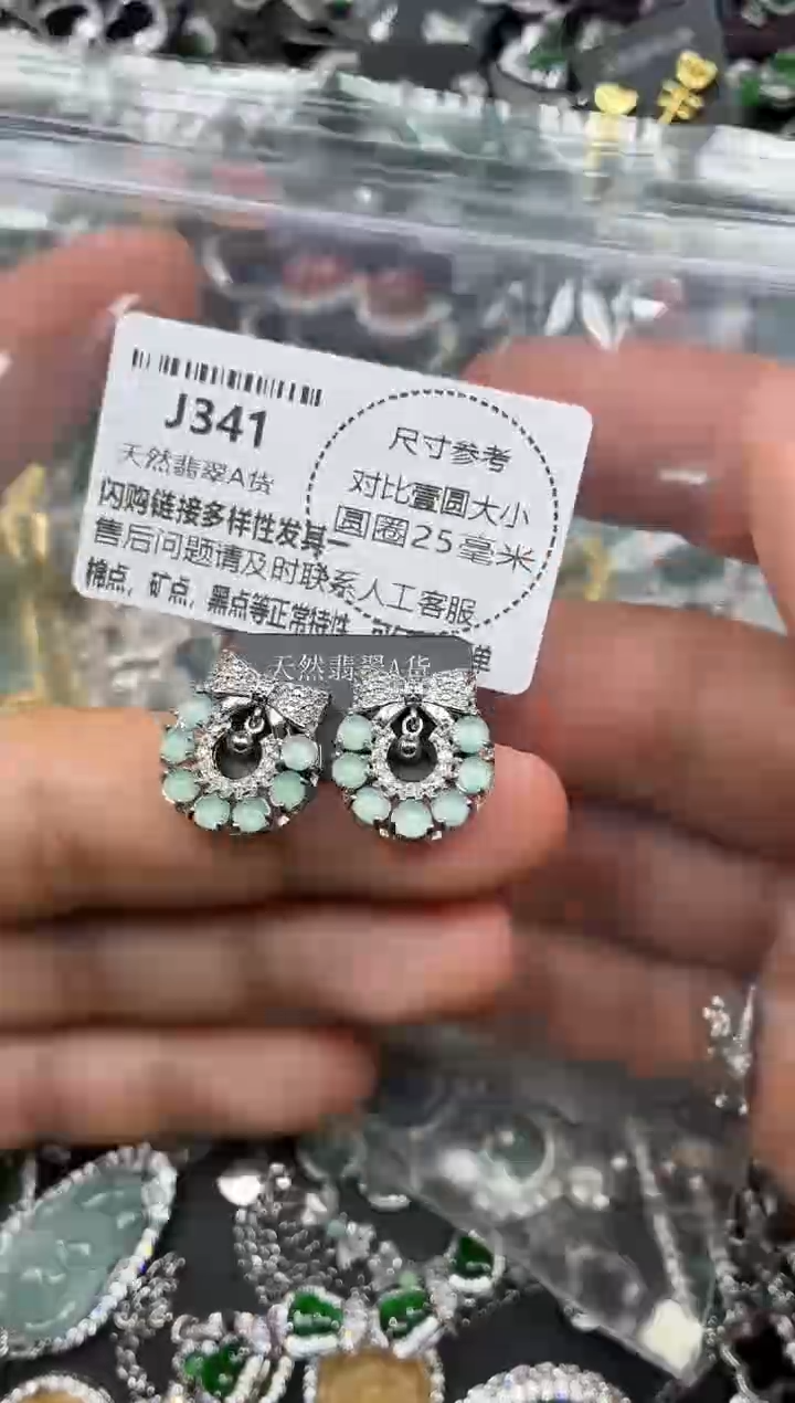 颈饰未镶嵌翡翠J341耳钉