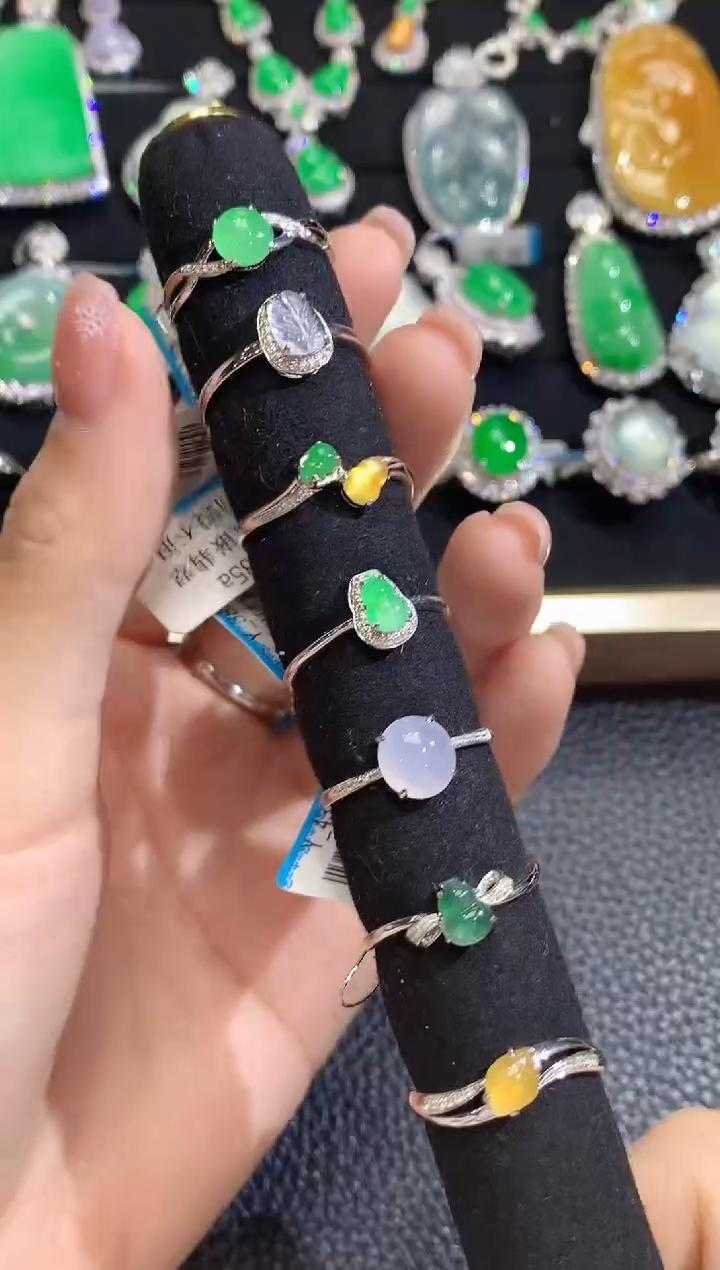 【云中意】18K金 翡翠戒指彩虹盘-多样性发一件-wsn-01