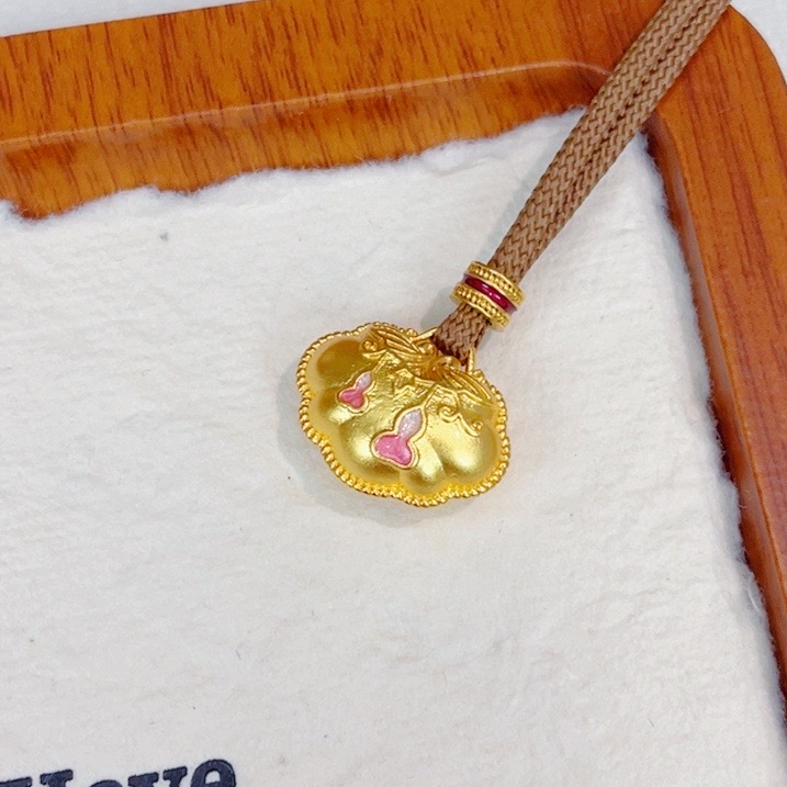 吊坠 2382-精工 珐琅葫芦福锁包吊坠双葫芦挂坠可爱祥云锁