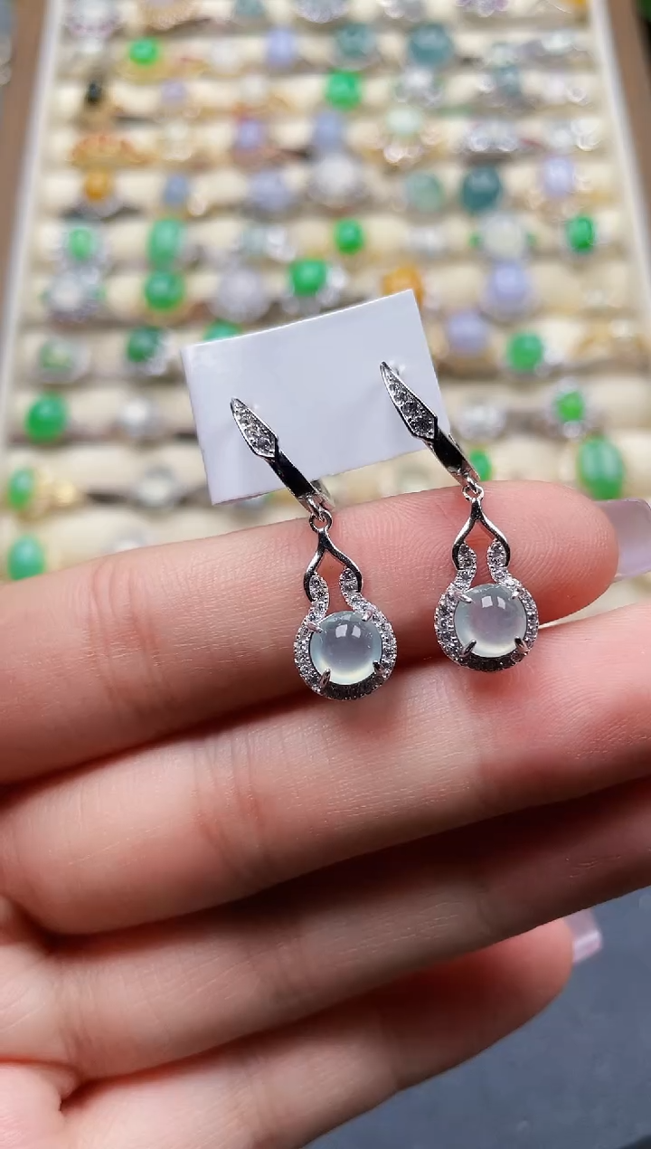 银S925镶嵌翡翠耳饰111