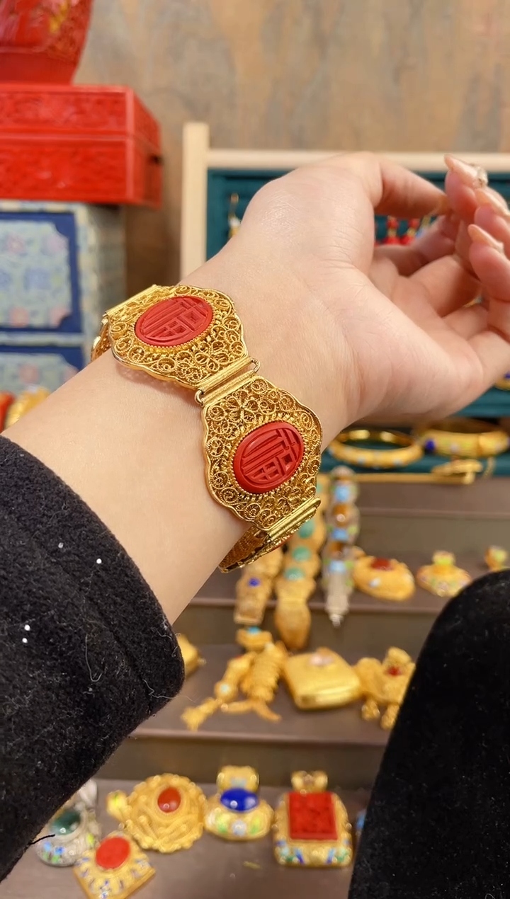 【闪购商品】非遗绝技花丝镶嵌镯子