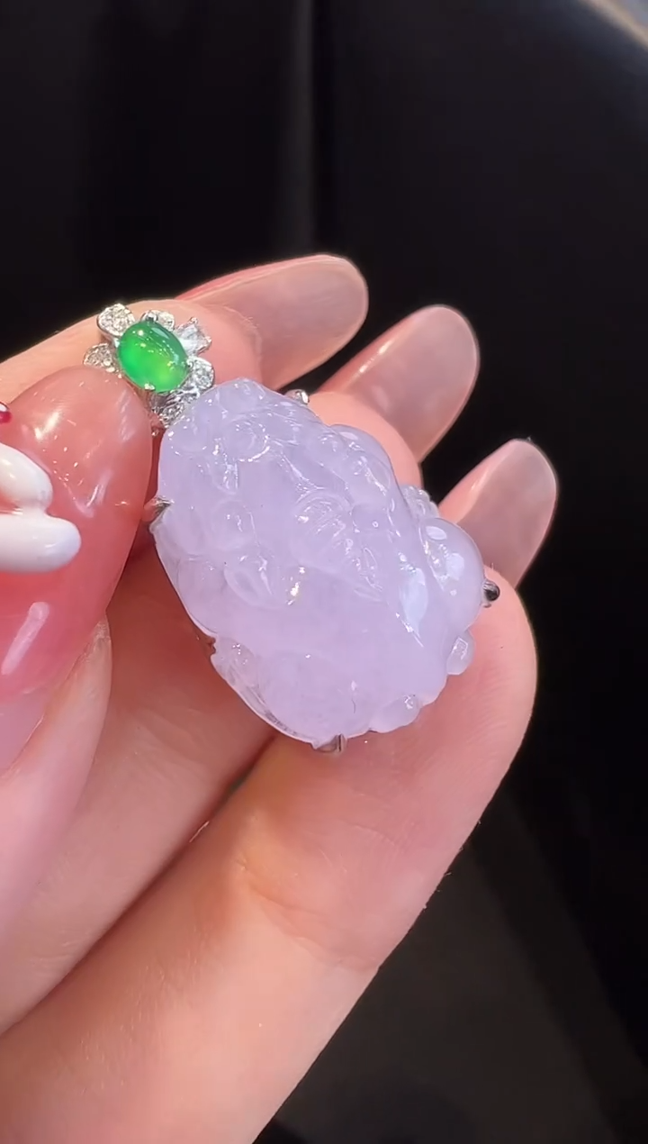 翡翠18K金镶嵌吊坠(不含链)吊坠