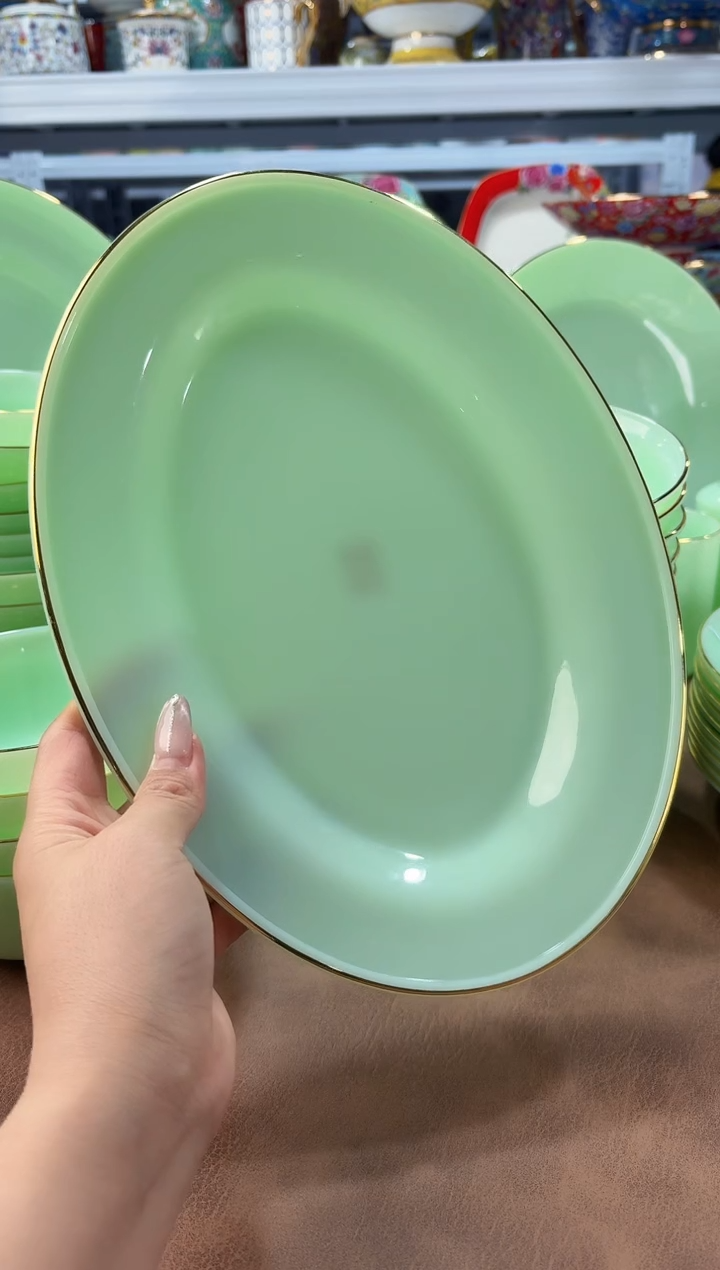 玉瓷12英寸浅鱼盘1只