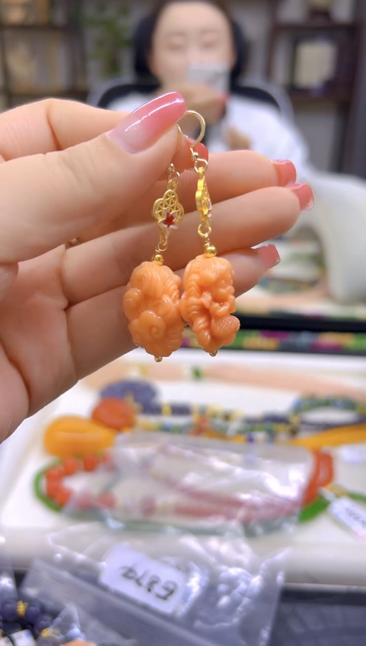 14K金镶嵌耳饰玛瑙/玉髓DIY款E874