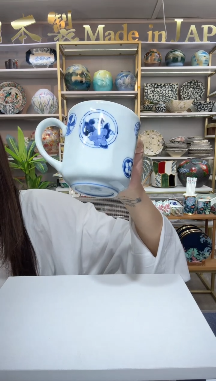 陶瓷蓝凛堂八角马克杯一只