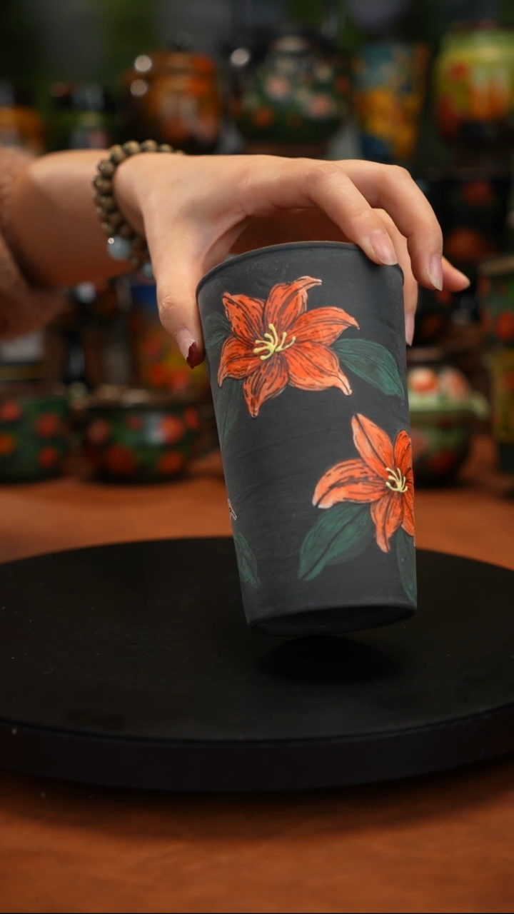 紫砂油画釉下彩手绘