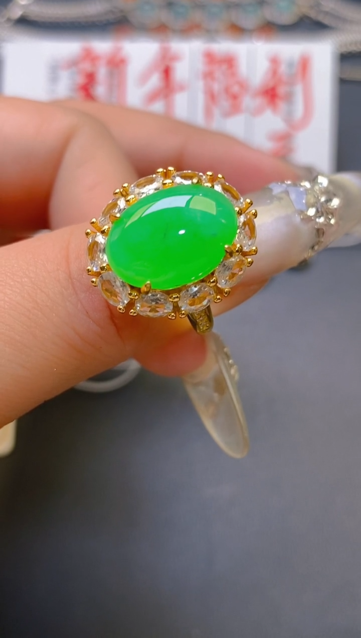 【闪购商品】翡翠耳饰银S925镶嵌天然A货翡翠1