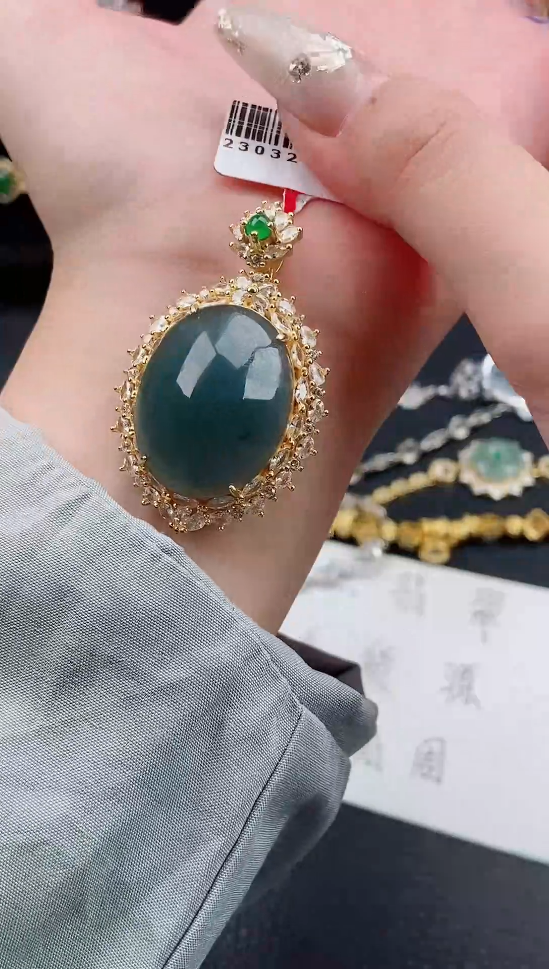 【闪购商品】翡翠吊坠(不含链)银S925镶嵌吊坠1280