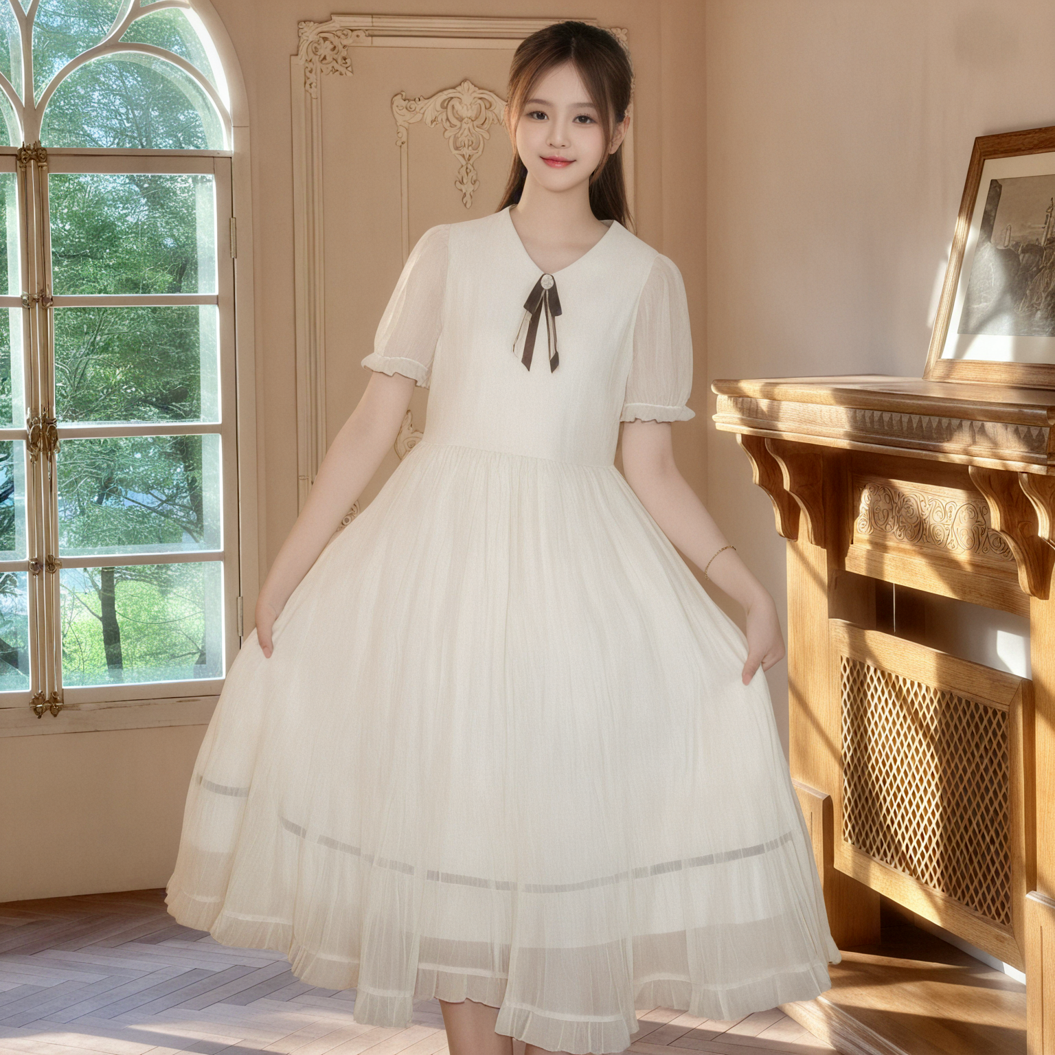 夏季新款中学生气质仙女裙女童甜美连衣裙法式显瘦zb5881田范KIDS