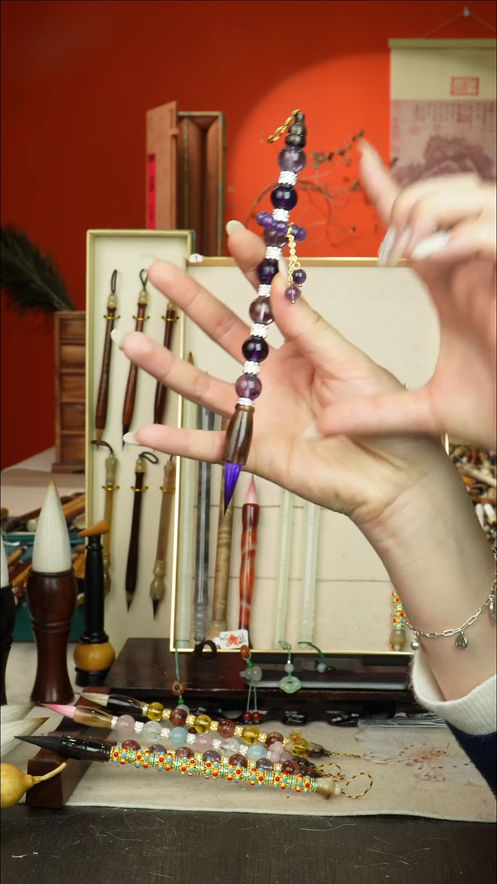 49号闪孤品高货毛笔链接 清水试笔 蘸墨不退