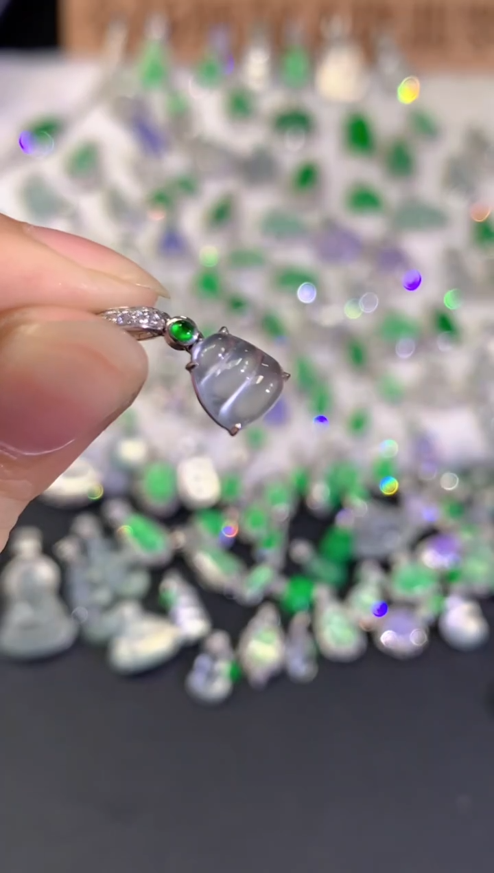 吊坠(不含链)18K金镶嵌翡翠Q172|4980