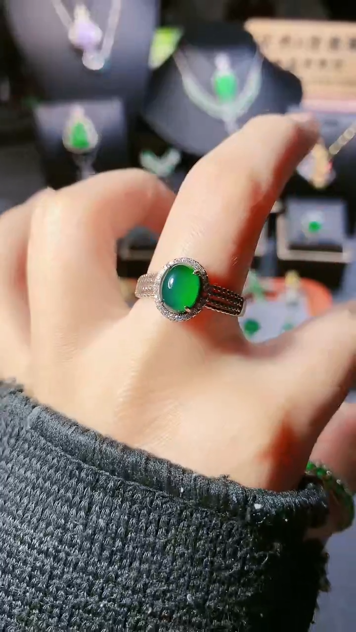 【闪购商品】翡翠戒指银S925镶嵌戒指