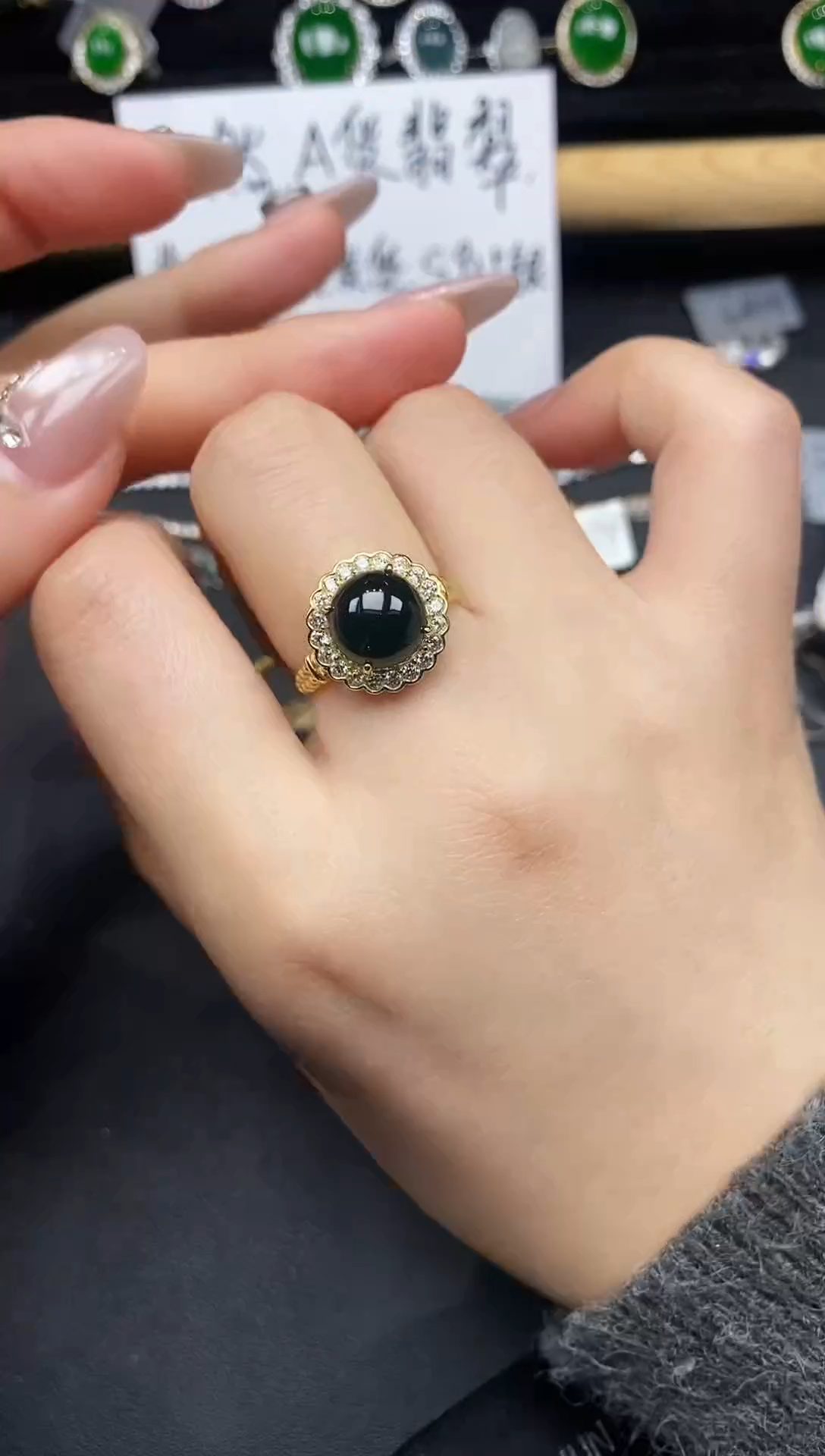 银S925镶嵌戒指翡翠28538