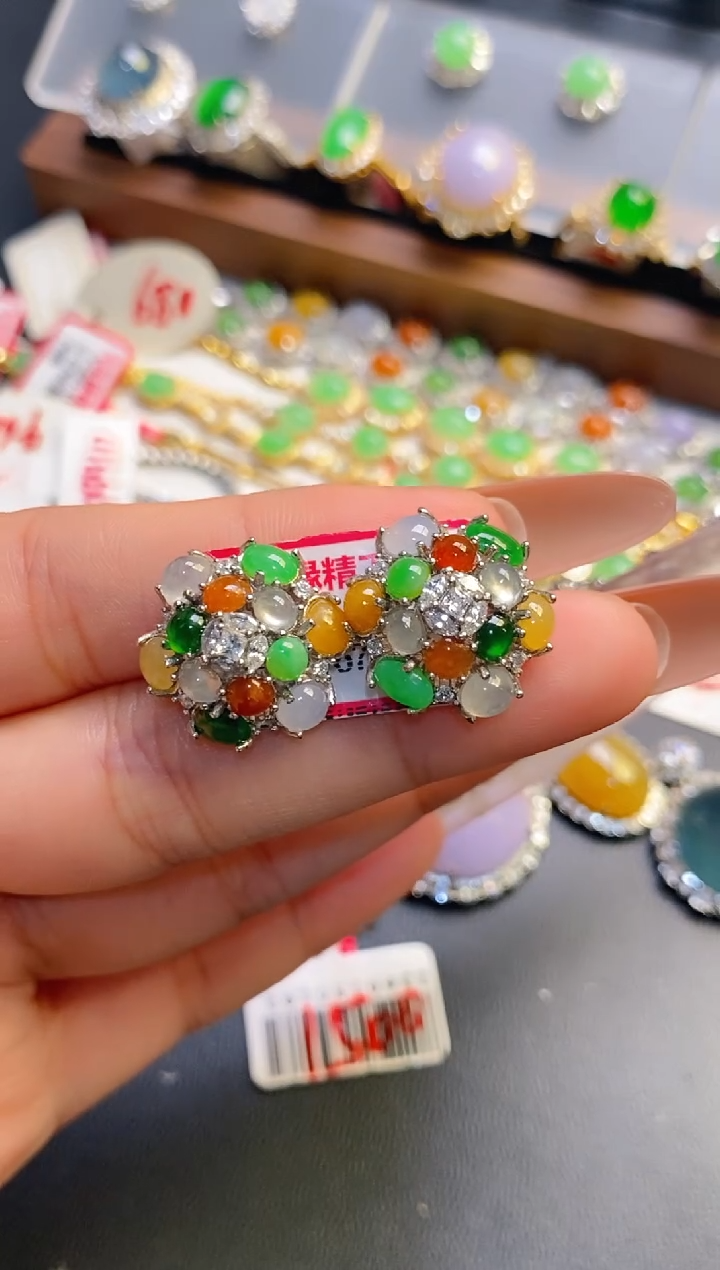 银S925镶嵌戒指翡翠天然