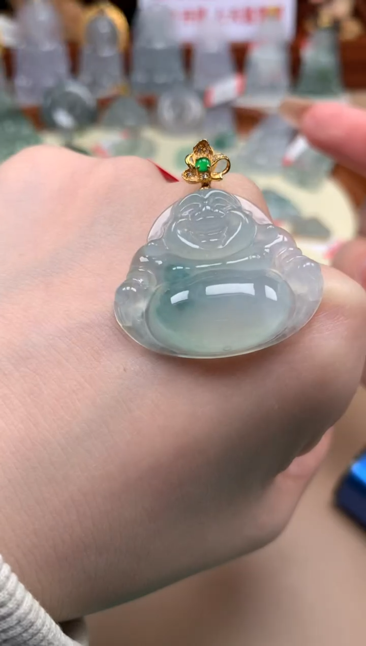 【闪购商品】翡翠颈饰18K金镶嵌佛公