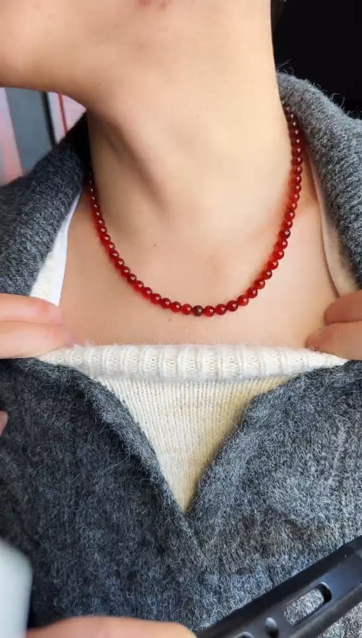 琥珀颈饰未镶嵌#29缅甸琥珀血珀妈妈链6mm