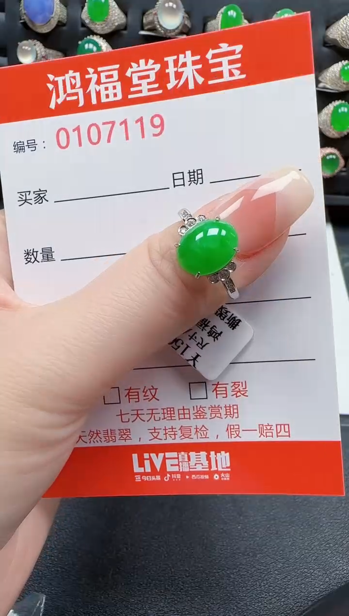 【闪购商品】翡翠戒指银S925镶嵌7119