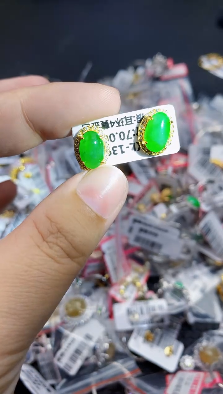 翡翠银S925镶嵌戒指44444----7