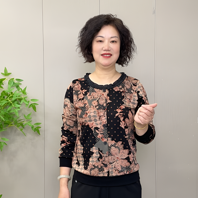 2025新款长袖秋季时尚洋气百搭气质花边领宽松大码中老年妈妈装