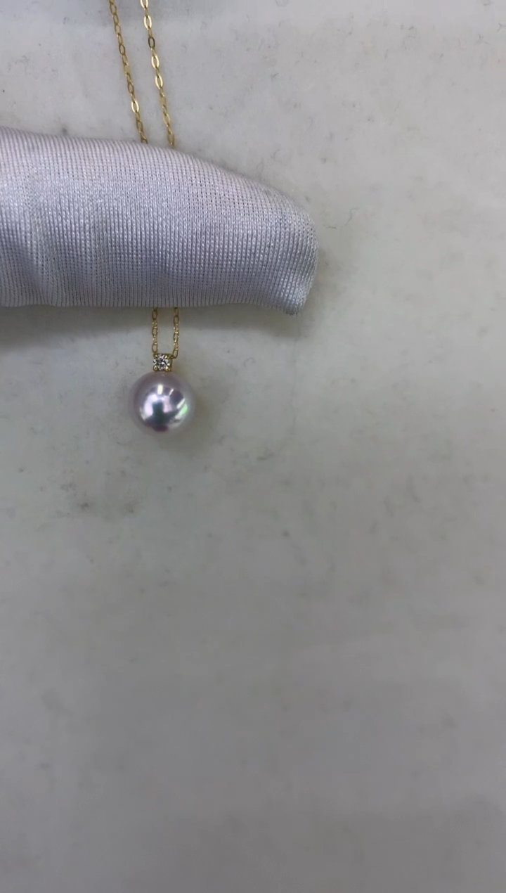 18K金镶嵌DA海水珍珠王妃带钻吊坠9-10MM X014