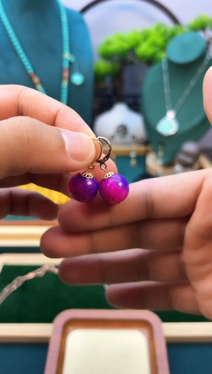 苏纪石（舒俱来）14K金镶嵌耳钉E437         