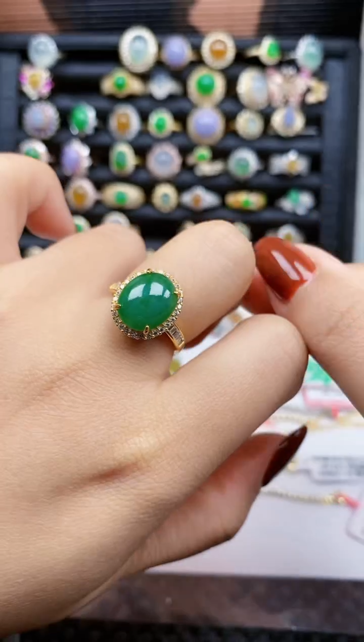 银S925镶嵌戒指翡翠343