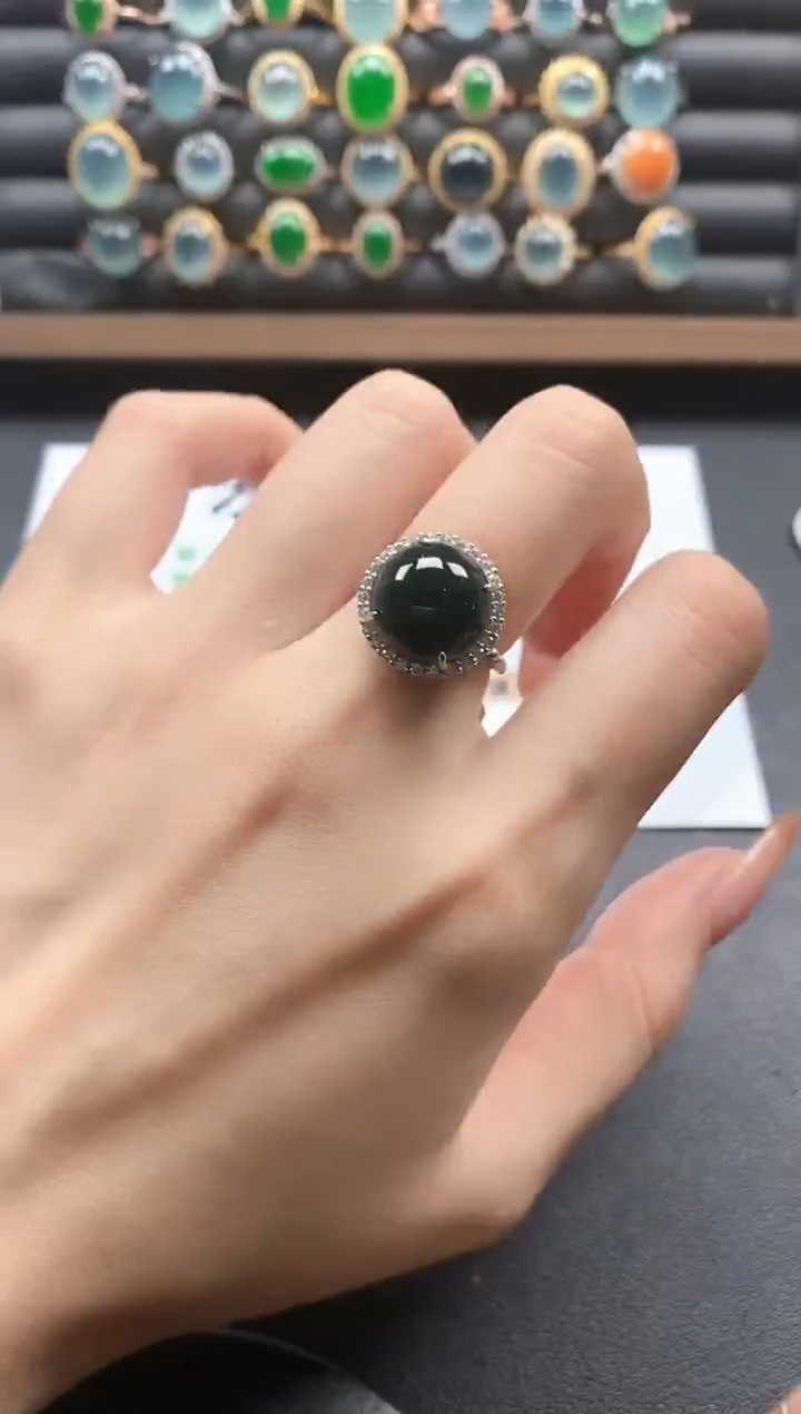 银S925镶嵌戒指翡翠51511